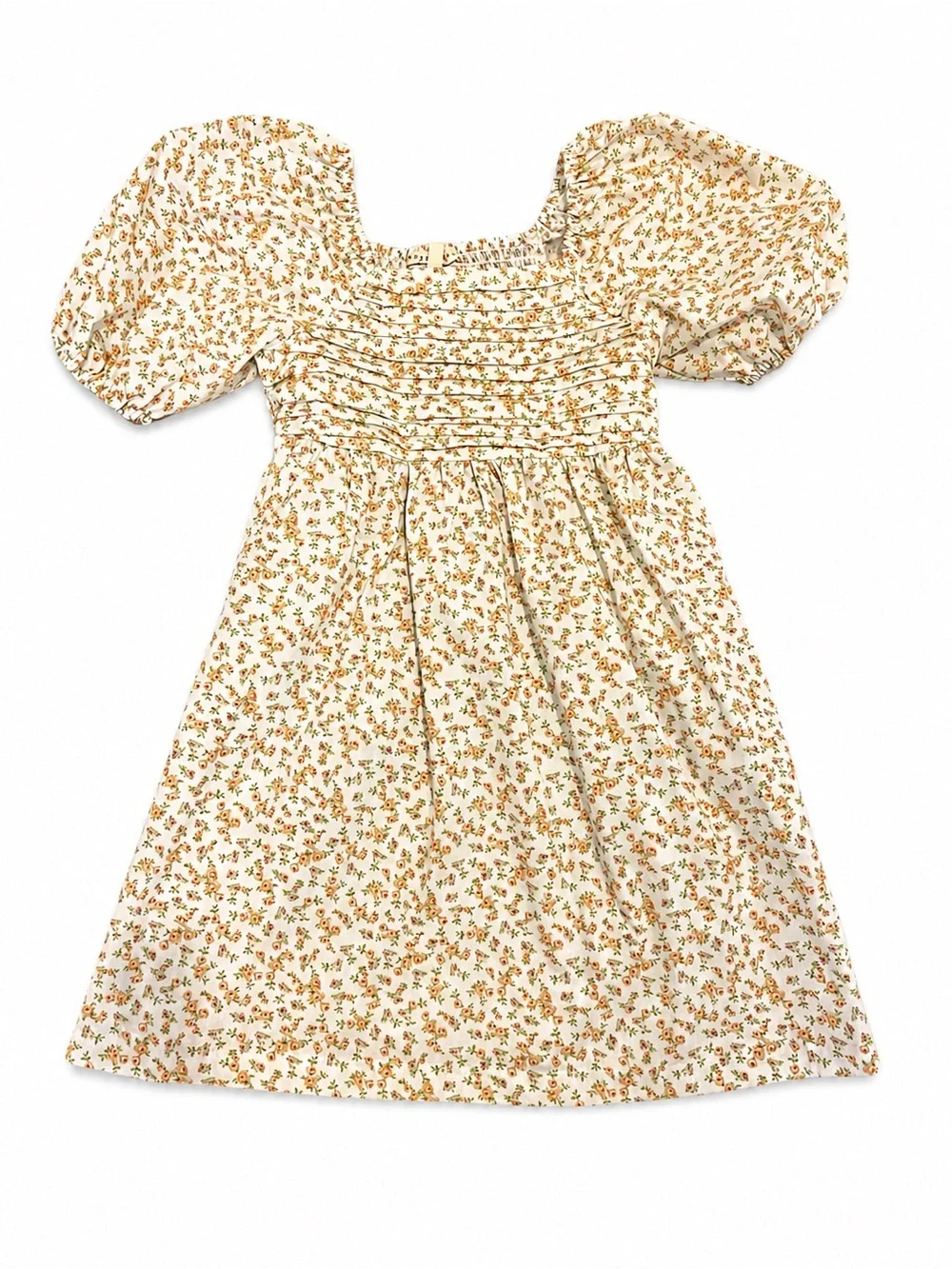 Copper Key Cream Dress with Orange Floral Print
